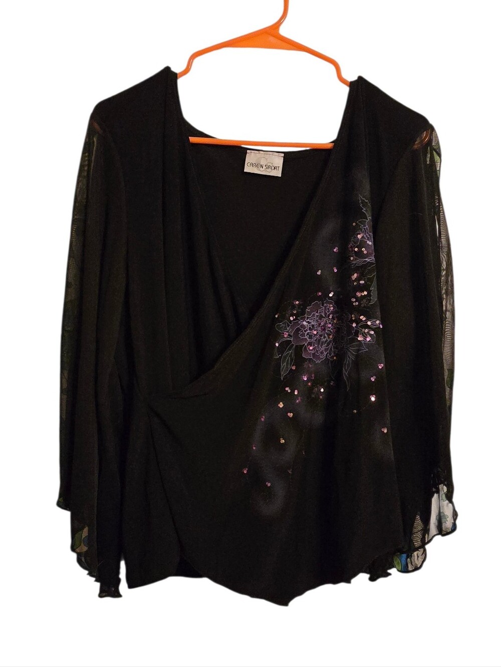 Vintage | Black Floral Embellished Top